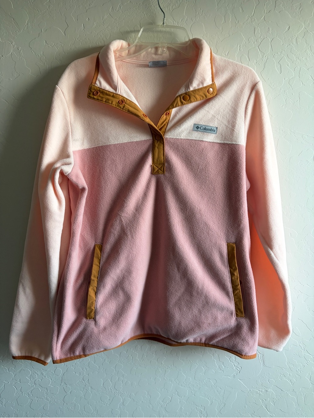 Columbia Two-Tone Pink & Gold Snap Pullover